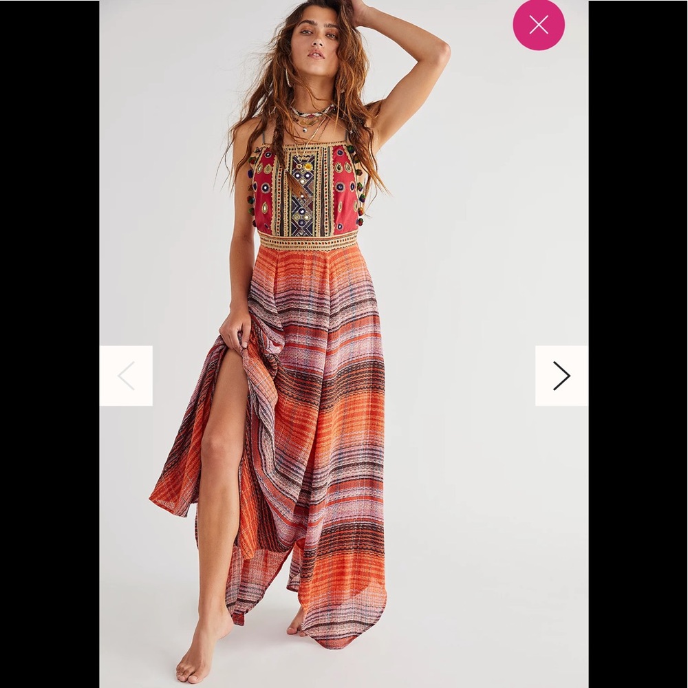 Free people boho embroidered top dress sz M